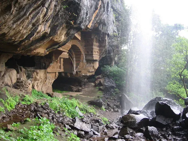 Ancient Buddhist rock-cut Kondana Caves near Karjat