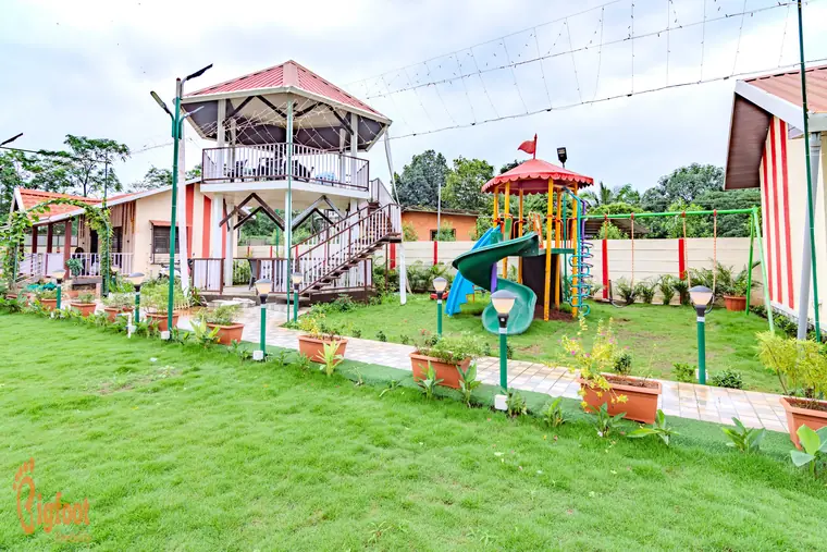 Kids play area and machan at JS Farm Resort, Karjat