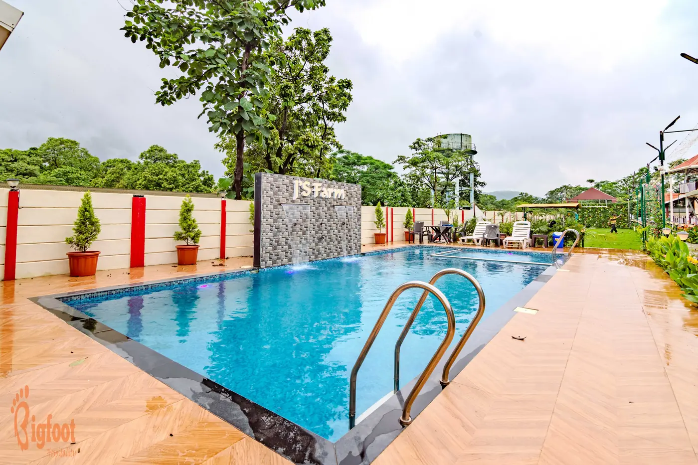 Kids pool beside the main swimming pool at JS Farm Resort, Karjat
