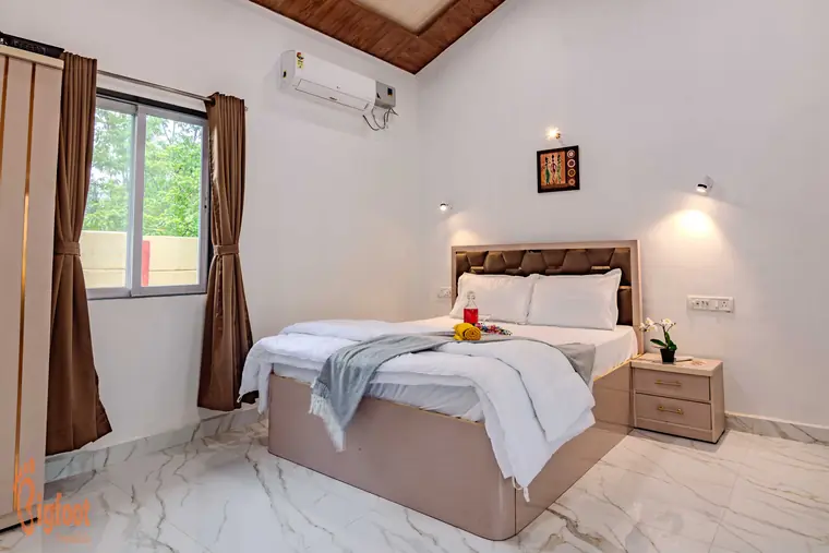 Garden view from the Deluxe Room at JS Farm Resort, Karjat